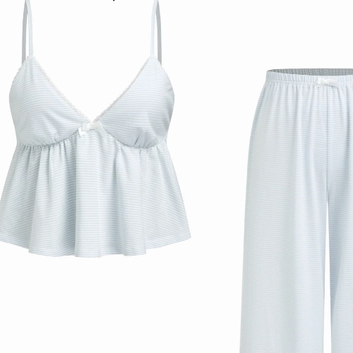 Cotton blend stripe lounge set