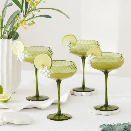 Della Green Cocktail Coupe Glass | Set of 4