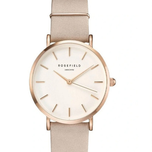 Rosefield West Village Suede Leather Analog Watch | Light Pink
