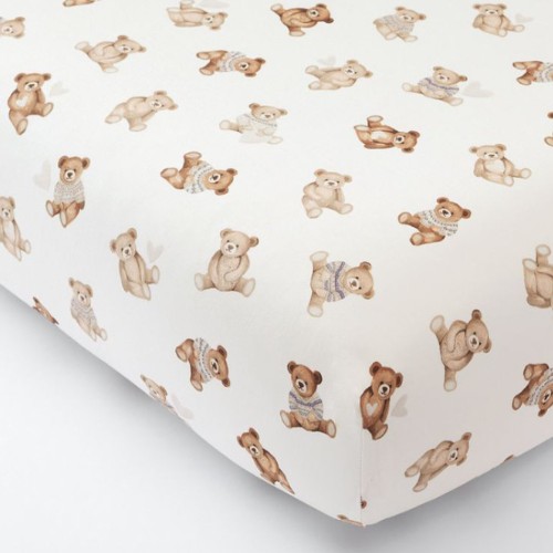 Teddy Bear Organic Cot Fitted Sheet
