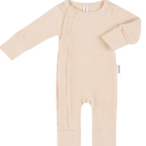 Bowy Ribbed Baby Onesie - Cream