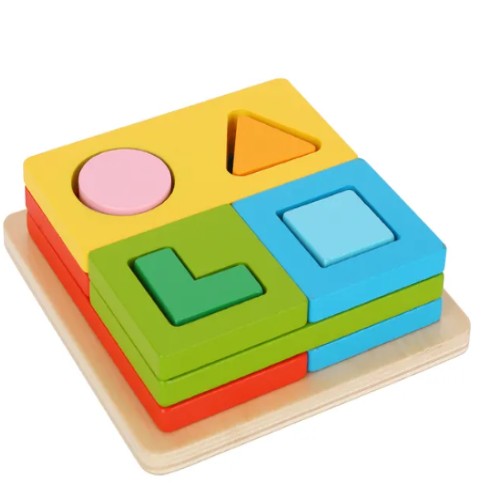 Wooden shape sorter play