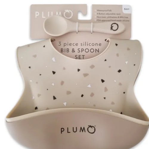 Silicone bib & spoon set - 3 piece