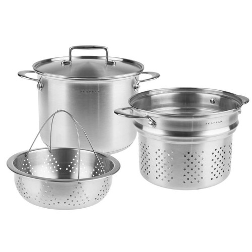 Large Stainless Steel Pot with Steamer and Strainer