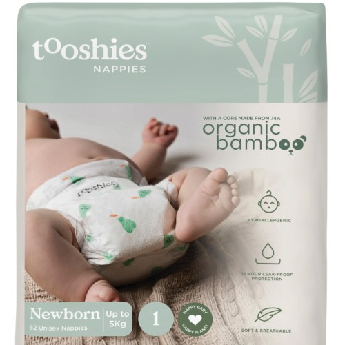 Tooshies Eco Nappies 52 Pack Newborn Size 1