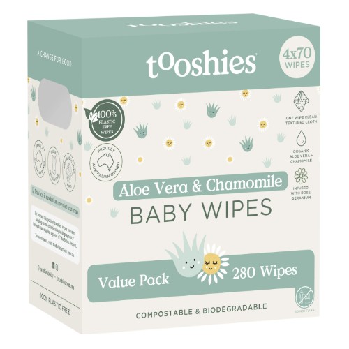 Tooshies Pure Baby Wipes Aloe Vera & Chamomile 280 Pack