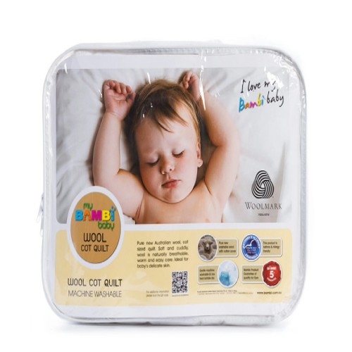 My Bambi Baby Wool Cot Quilt White