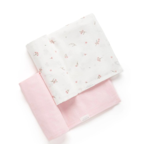 Pure Baby Muslin Wrap 2 Pack Blossom - Pale Pink