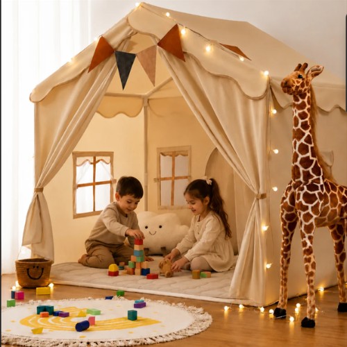 Little Teekies Kids Play Tent with Lights and Mat Cozy Indoor Playhouse