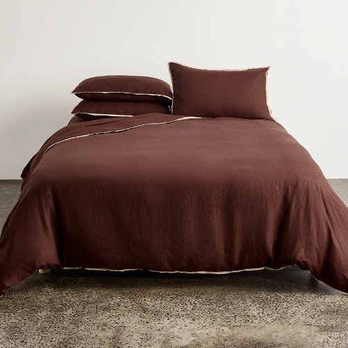 Linen Quilt Cover - Brown Sugar