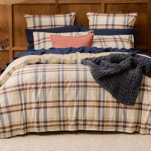 Jensen Reversible Check Stripe Quilt Cover - King size