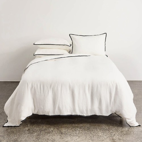 Linen Quilt Cover - Meringue
