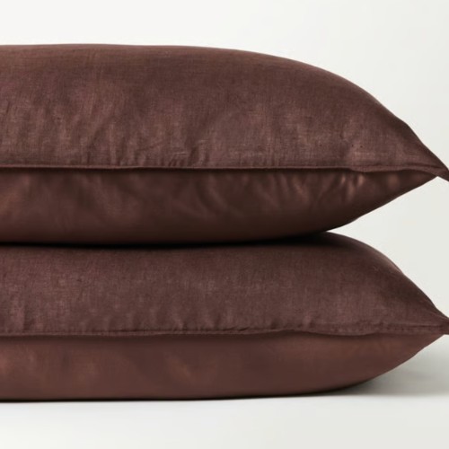 Linen and Satin pillow case set - chocolate