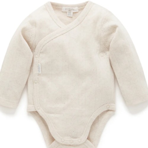 Pointelle Long Sleeve Wrap Bodysuit