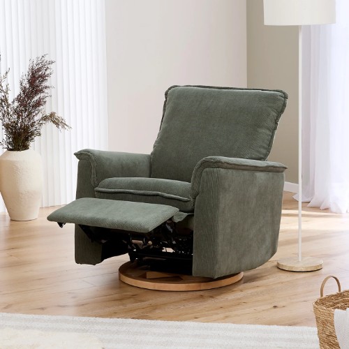 Electric Recliner Glider Nursery Chair in Olive