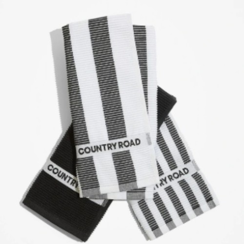 Country Road  CR Stripe Australian Cotton Tea Towel Pack of 3 in Charcoal