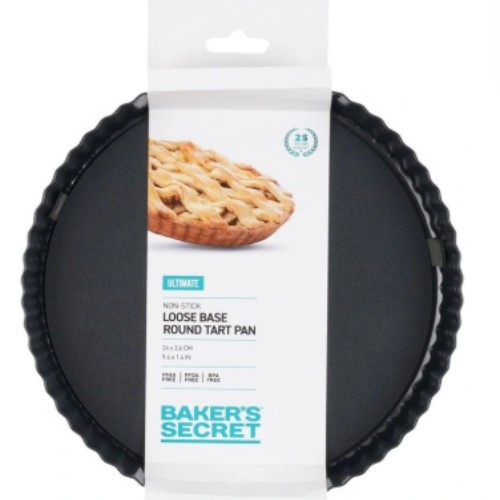 Baker's Secret  Ultimate Non-Stick Loose Base Round Tart Quiche Pan 24cm in Black