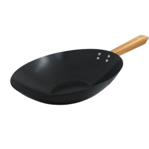 The Cooks Collective  30cm Non-Stick Carbon Steel Wok Black