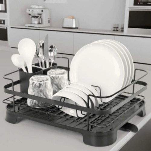 HACIENDA Steel Frame Dish Drying Rack in Black