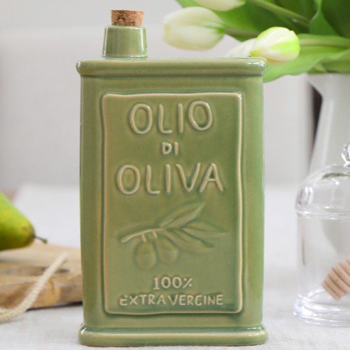 Olio Ceramic Oil Bottle 12x6x18.5cm Green