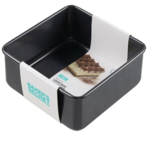 Baker's Secret  Ultimate Non-Stick Loose Base Square Cake Pan 20.5cm in Black