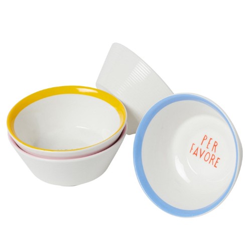 In The Roundhouse - Italian Words 10cm Set of 4 New Bone China Dipping Bowls Multi