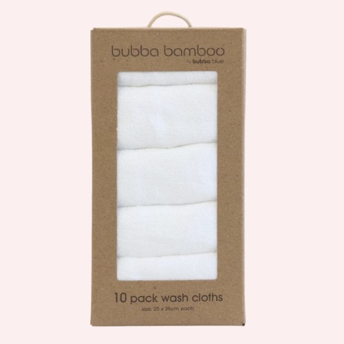 Bubba Blue Bubba Bamboo Wash Cloth 10 Pack - White