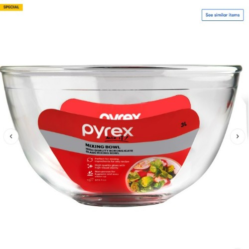 Big W Pyrex Mixing Bowl 3L