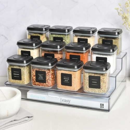 Blissful Little Home Push Top Spice Container Set - Black Lid