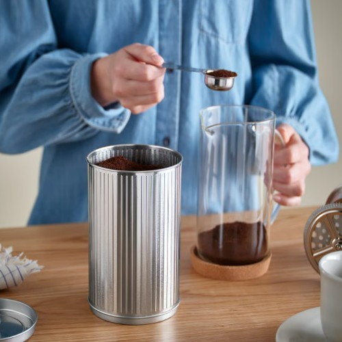 IKEA BETTHAJ Tin with lid, for coffee/tea/silver-colour, 1.3 l