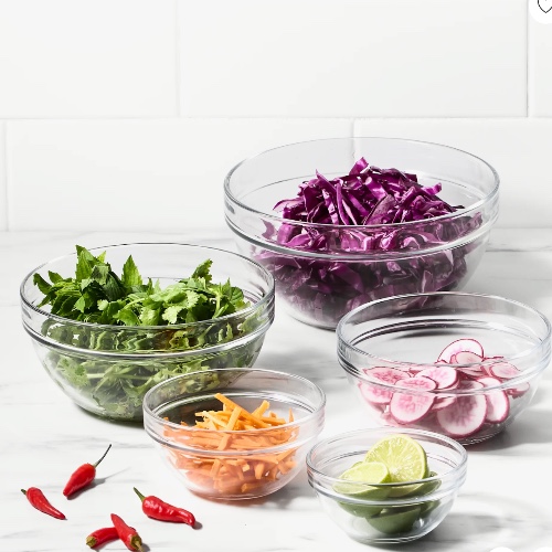 Kitchen Pro Mixwell Tempered Glass Mixing Bowl Set 5pc - Kitchen Warehouse