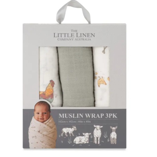 Muslin Swaddle Wraps 3 Pack