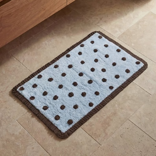 Blue & Chocolate Polka Dot Bath Mat - Adairs