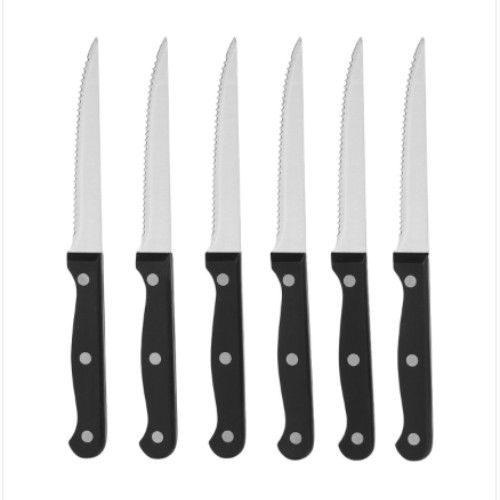 David Jones Collection - 5 Steak Knife 25cm Set of 6 Stainless Steel Steak Knives Walnut