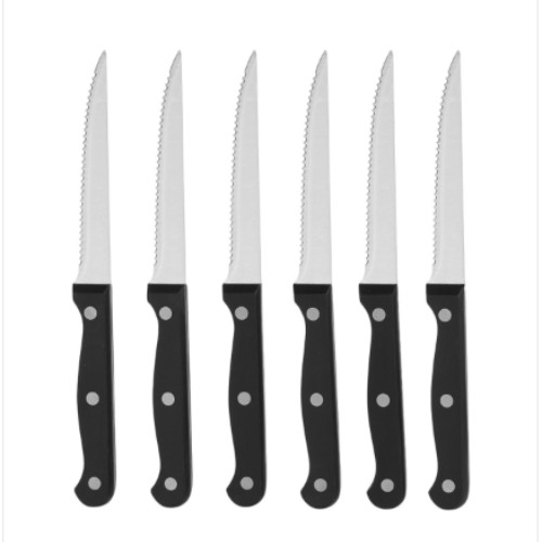 David Jones Collection - 5 Steak Knife 25cm Set of 6 Stainless Steel Steak Knives Walnut