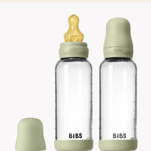 Baby Glass Bottle Set 240ml 2 Pack Latex - Sage