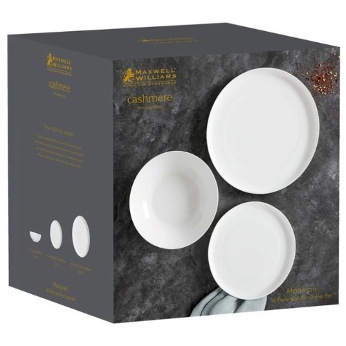 Maxwell & Williams - Cashmere Mansion High Rim Dinner Set 18pc Gift Boxed in White