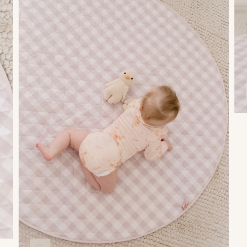 Waterproof Padded Play Mat | Blush Gingham