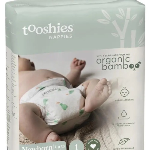 Tooshies: Eco Nappies with Organic Bamboo Size 1 Newborn 3-5kg, 52 Pack