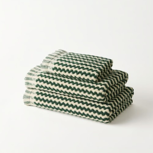 Lola Forest Green & Natural Towels