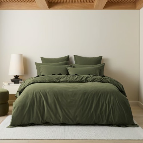 Stonewashed Cotton Basil Quilt Cover Separates