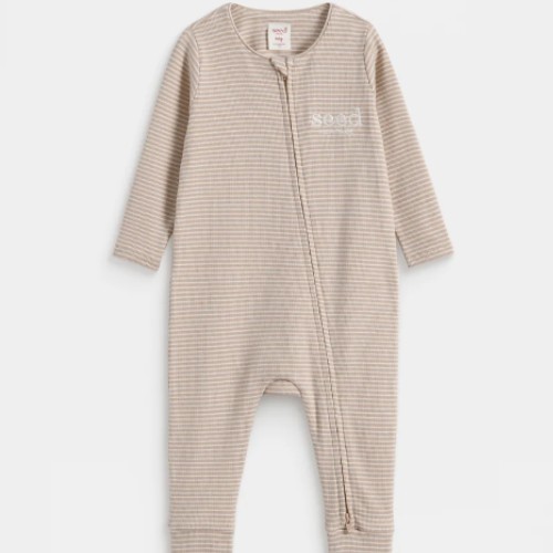 Seed logo zipsuit, size 000 (sandstripe)