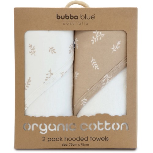 Bubba Blue organic cotton hooded towel 2pk (chestnut)