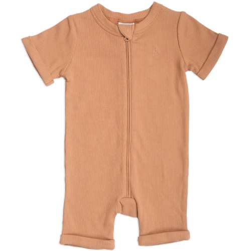 Bilbi ribbed organic cotton zip onesie (cafe au lait)