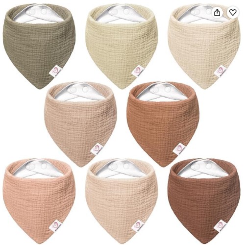 Bearmoss muslin 100% cotton baby bandana bibs (coconut mocha)