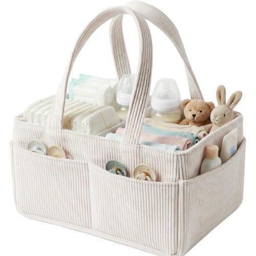 Nappy caddy organiser (beige corduroy)