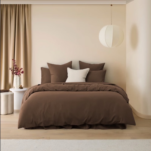 Stonewashed Cotton Chocolate Quilt Cover Set - Adairs