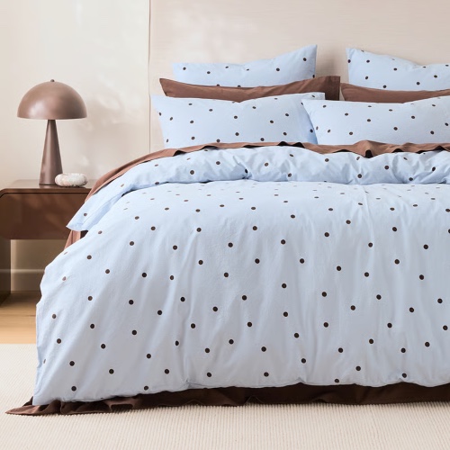 Stonewashed Cotton Coast & Chocolate Spot Quilt Cover Separates - Adairs