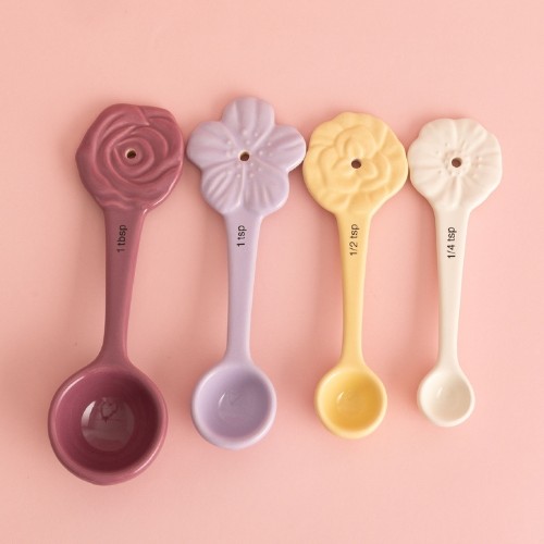 Mason Cash In The Meadow 4 Piece Stoneware Measuring Spoon Set Pastel Multicoloured