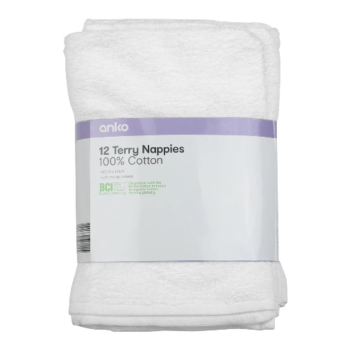 Kmart 12 Pack Cotton Terry Nappies